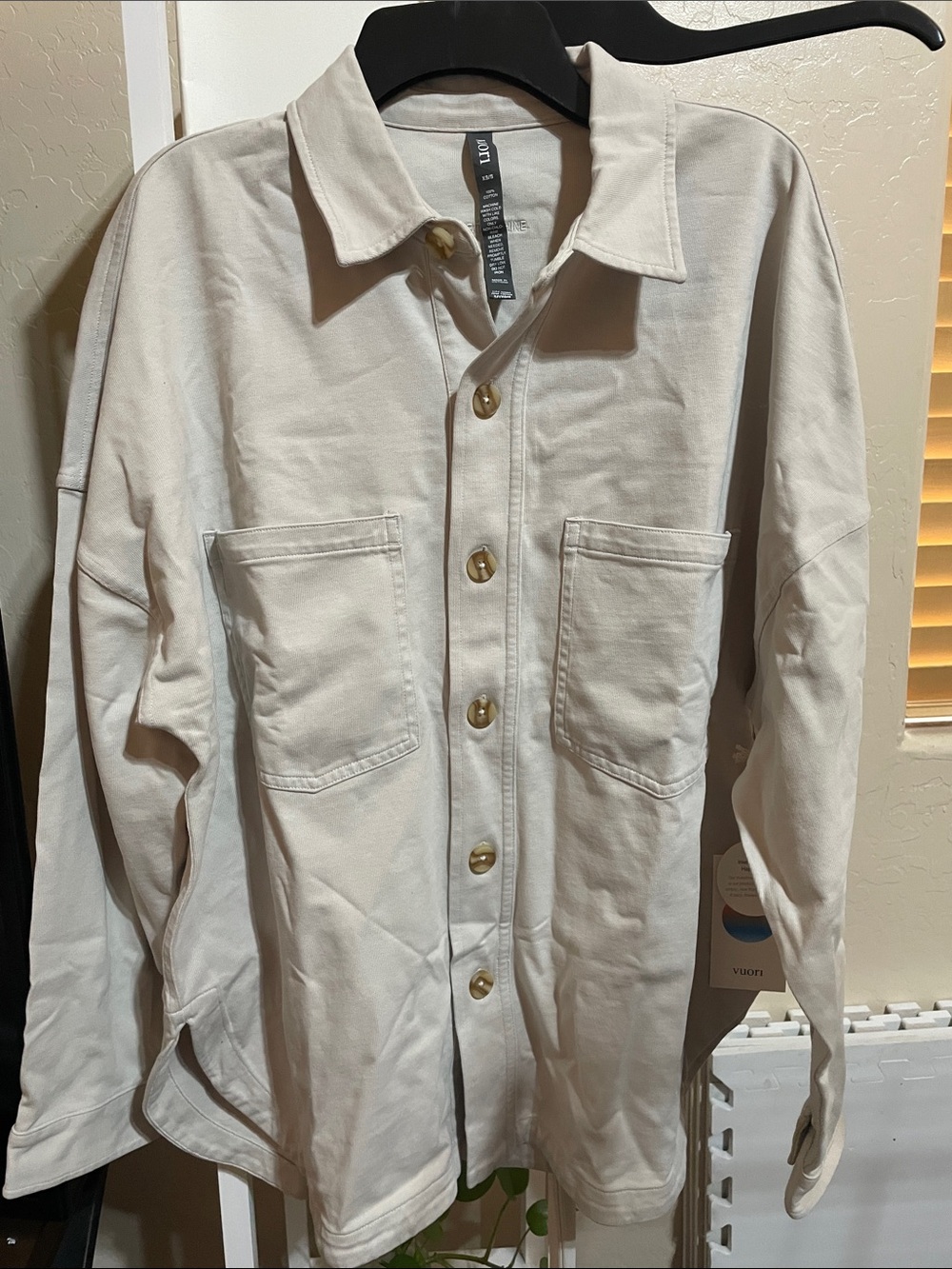 Vuori Off-White Button-Front Shirt Jacket